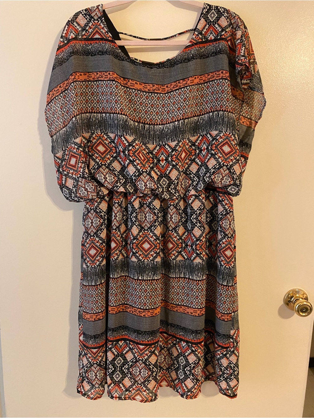 indulge Geometric Midi Dress in Black & Orange